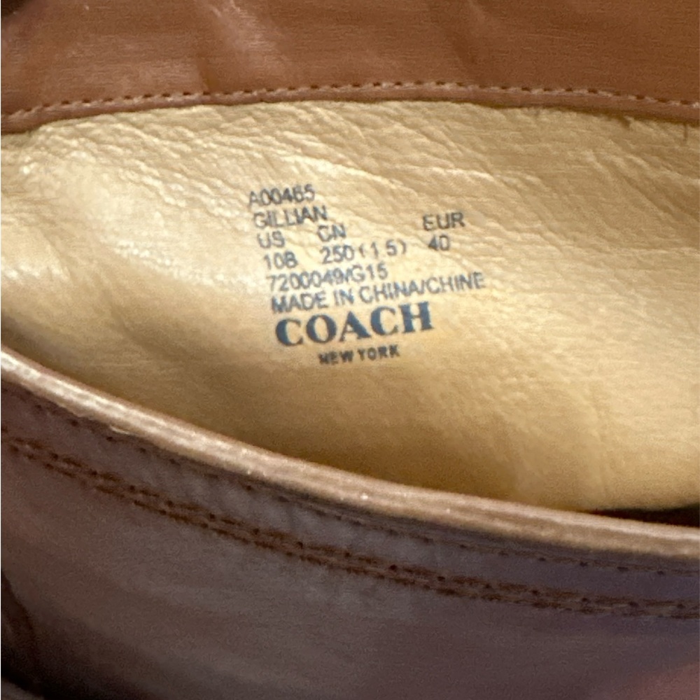 Coach Gillian Leather Saddle Brown Leather Ankle Boots Size 10 - Picture 6 of 8
